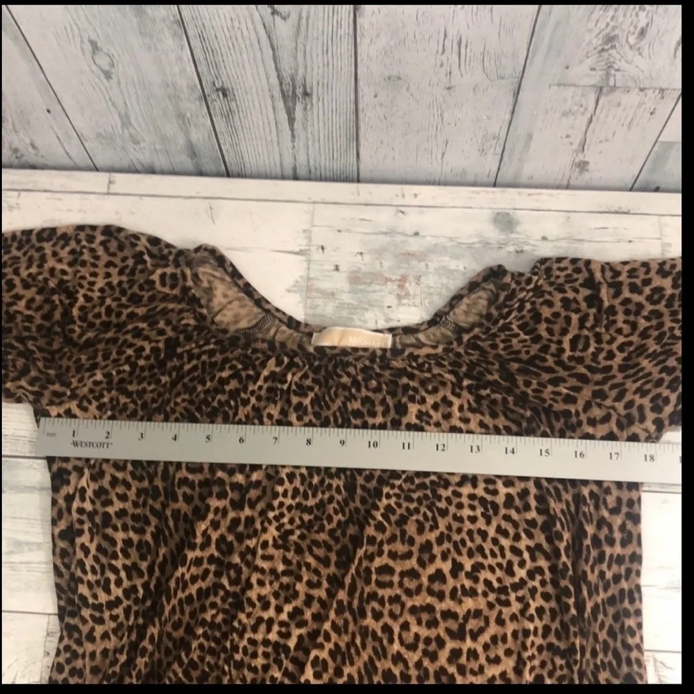 Michael Michael Kors Cheetah Print Elastic Hem Blouse Extra Small